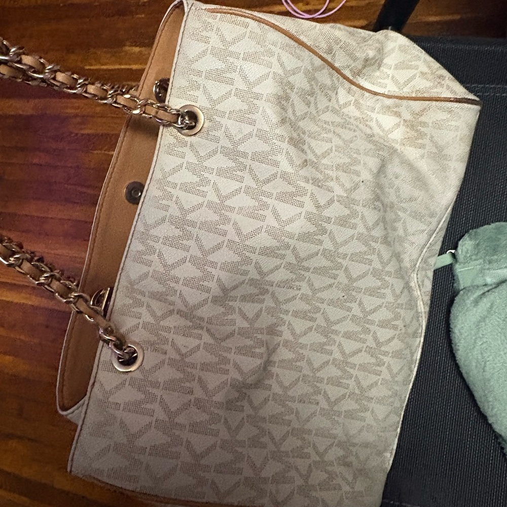 Michael Kors Tan and Cream Tote Bag
